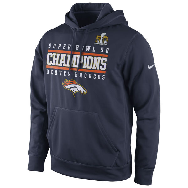 Men Denver Broncos Nike Super Bowl #50 Champions Celebration Performance Hoodie Navy->denver broncos->NFL Jersey